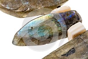 bead of natural labradorite gemstone isolated