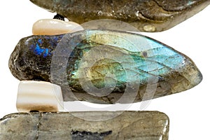 bead of natural labradorite mineral isolated