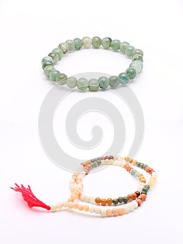 Bead Bracelets, Bead Necklace on White Background