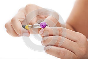 Bead stringing closeup