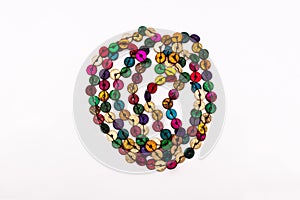 Beaded string of colored buttons