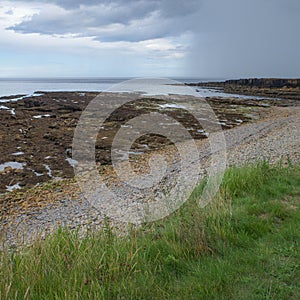 Beadnell, England - 12 July 2023: Views of the North sea coast from Beadnell, Northumberland