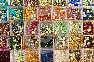 Beads of glass in boxes