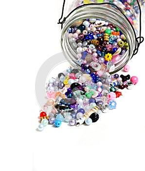 Beads in Glass Jar for Crafts Jewelry