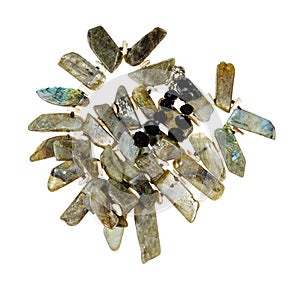 beads from natural labradorite stone isolated