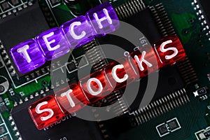 Beads Spelling `Tech Stocks` With IC In The Background