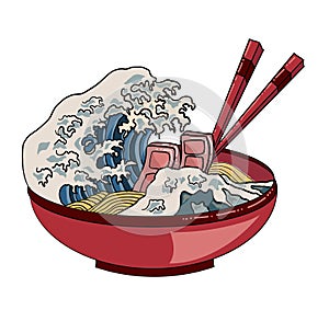 Beaf ramen vector illustration on background.