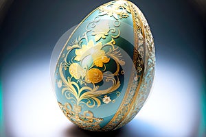 beaful festive easter egg with brilliant ornament on shell