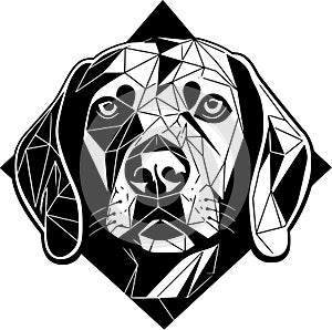 Beagle - black and white isolated icon - vector illustration