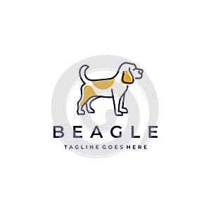 Beagle Dog Monoline Logo Design Vector