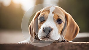 beagle dog portrait Beagle puppy over white background