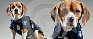 Beagle Dogs Dressed as Police Officers