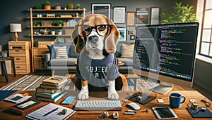 Beagle Dressed as IT Professional