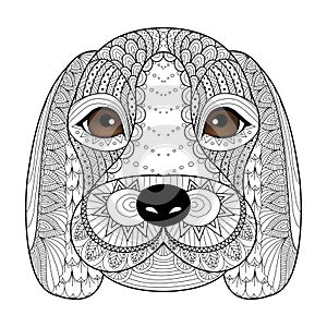 Beagle puppy line art for coloring book for adult, t-shirt design, tattoo and so on