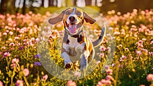 Beagle\'s Joyful Butterfly Pursuit