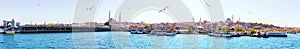 Beaitiful Istanbul Panorama: view on the  Eminonu Pier from the sea, Turkey