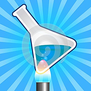 Beaker with bunsen burner