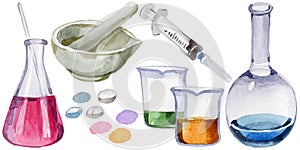 Beakers clinic pharmacy set.