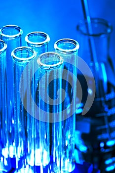 Beakers and Test Tubes Closeup photo