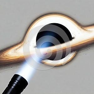 The beam of the flashlight is directed into the black hole.
