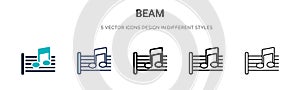 Beam icon in filled, thin line, outline and stroke style. Vector illustration of two colored and black beam vector icons designs