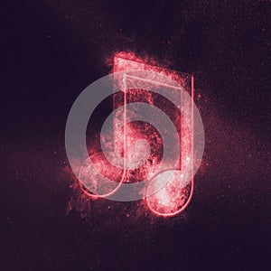 Beamed Eight music note symbol. Abstract night sky background