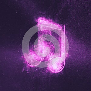 Beamed Eight music note symbol. Abstract night sky background