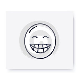 Beaming face line icon. Editable illustration