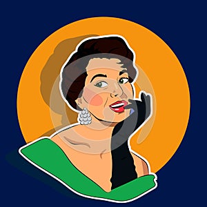 Beaming Woman - Retro Clip Art