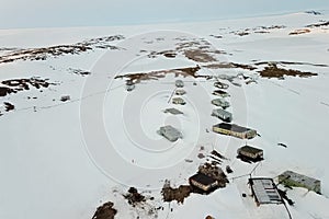 Beams and cars of Antarctic station