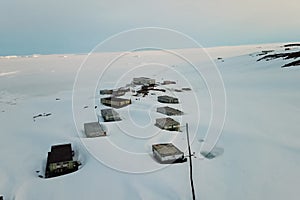 Beams and cars of Antarctic station