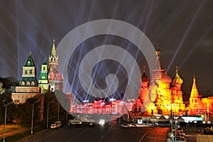 Beams of Light over the Red Square