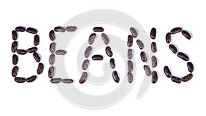 Bean lettering Beans on white background