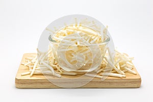 Bean sprout on wooden board