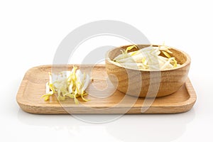 Bean sprout in the in wooden plate.