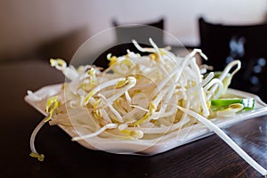 Bean sprouts on plate