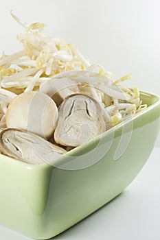 Bean sprouts and straw mushrooms