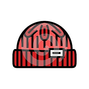 beanie hat hipster retro color icon vector illustration