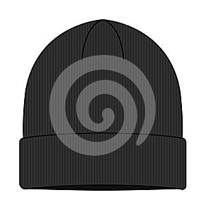 Beanie hat knit cap  template vector illustration | Black