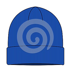 Beanie hat knit cap  template vector illustration | Blue