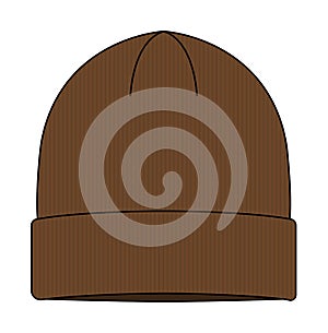 Beanie hat knit cap  template vector illustration | Brown