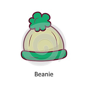 Beanie vector Fill outline Icon Design illustration. Holiday Symbol on White background EPS 10 File