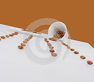 Beans disposed on a table