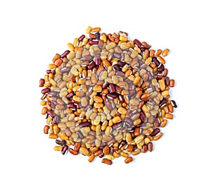 Beans isolated on white . top view