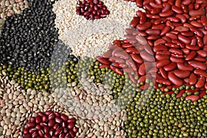 Beans, legumes assortment background photo