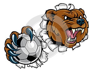 Bear Holding Soccer Ball Breaking Background