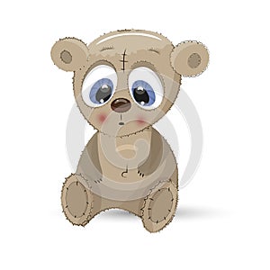 Bear animal teddy fluffy cartoon. Teddy bear cute baby character isolated.
