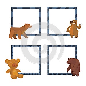 Bear animal vector frames mammal teddy grizzly funny happy cartoon predator cute character illustration.