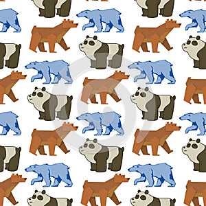 Bear animal vector mammal teddy grizzly funny happy cartoon predator cute character seamless pattern background