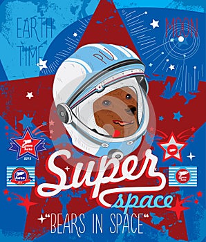 Bear astronaut. Vector illustration.